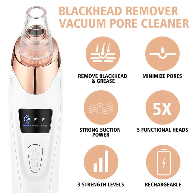 Electric Facial Cleanser & Blackhead Remover with 5 Heads | Azra.pk