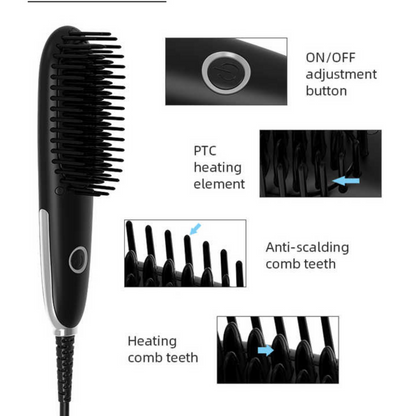 Electric Ceramic Ionic Heating Brush for Straightening Hair and Beard