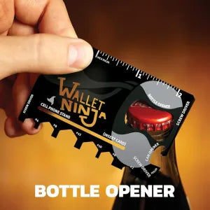 Wallet Ninja Multitool Card - 18 in 1 Credit Card Size Multitool for Quick Repairs, EDC Survival Gear, Bottle Opener, Camping - Cool Gadget and Stocking Filler