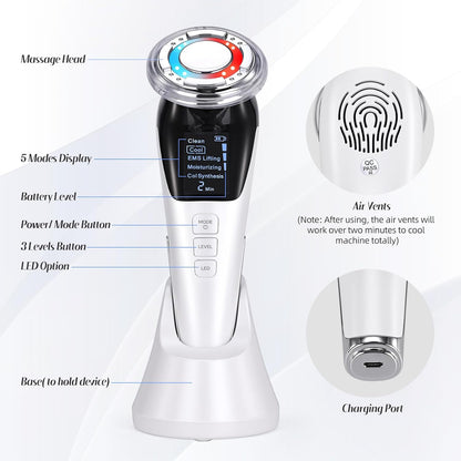 AZRA 5-in-1 EMS Facial Beauty Device with LED, Hot & Cold Therapy