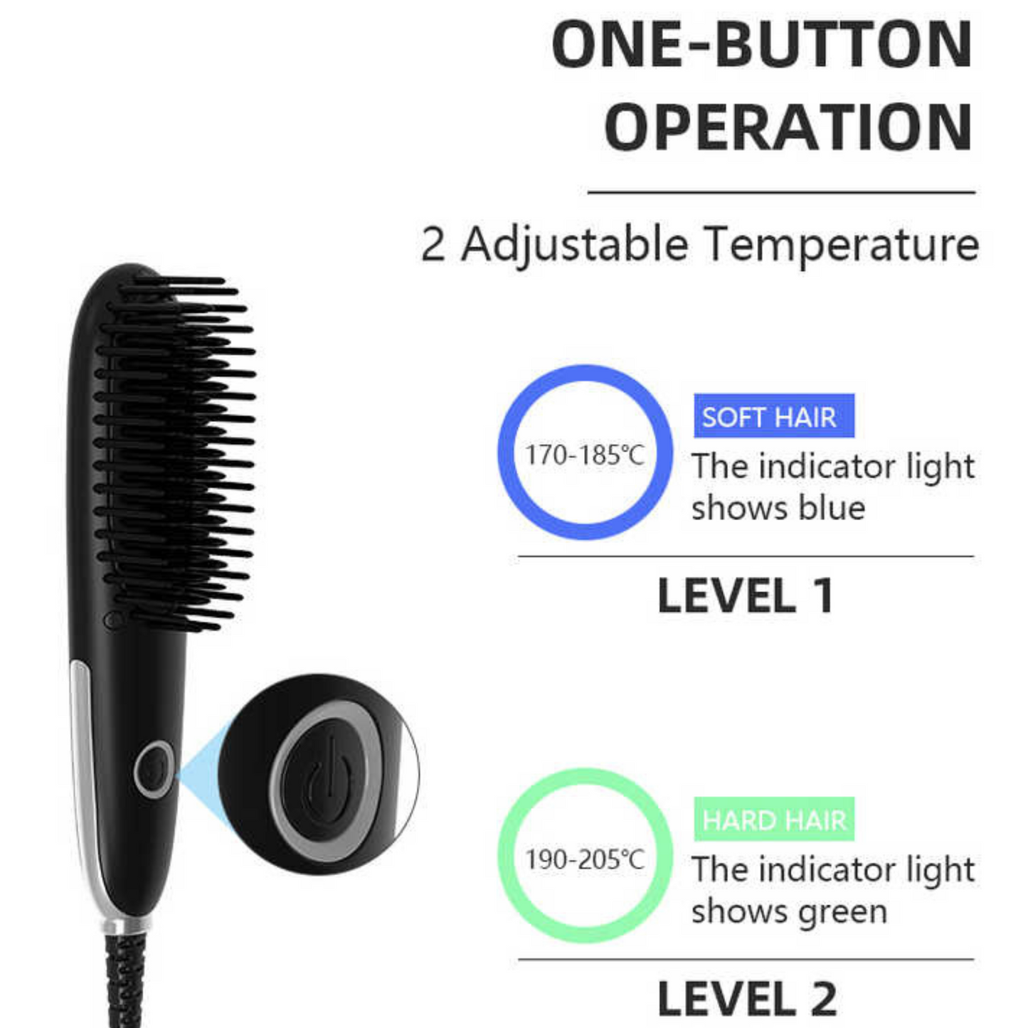 Electric Ceramic Ionic Heating Brush for Straightening Hair and Beard