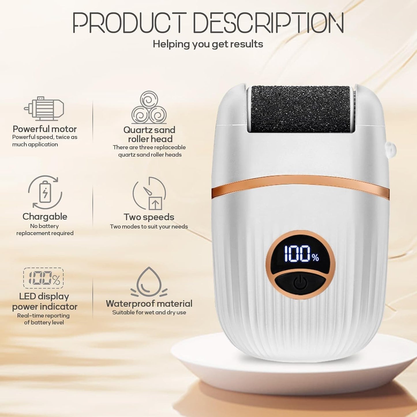 Babyverse Automatic Foot Callus Remover – Rechargeable, Waterproof, 3 Heads