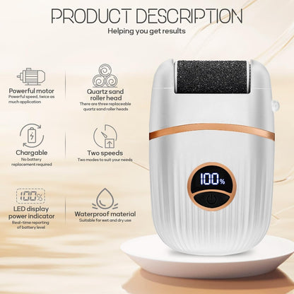 Babyverse Automatic Foot Callus Remover – Rechargeable, Waterproof, 3 Heads