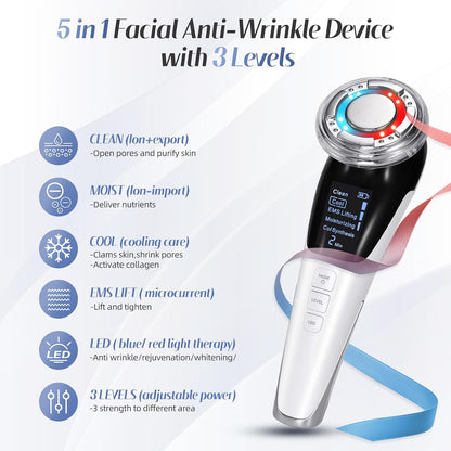 AZRA 5-in-1 EMS Facial Beauty Device with LED, Hot & Cold Therapy