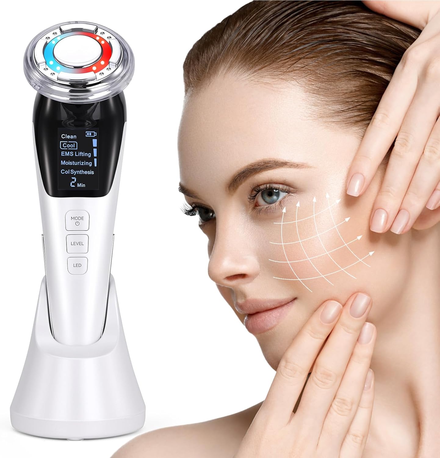 AZRA 5-in-1 EMS Facial Beauty Device with LED, Hot & Cold Therapy