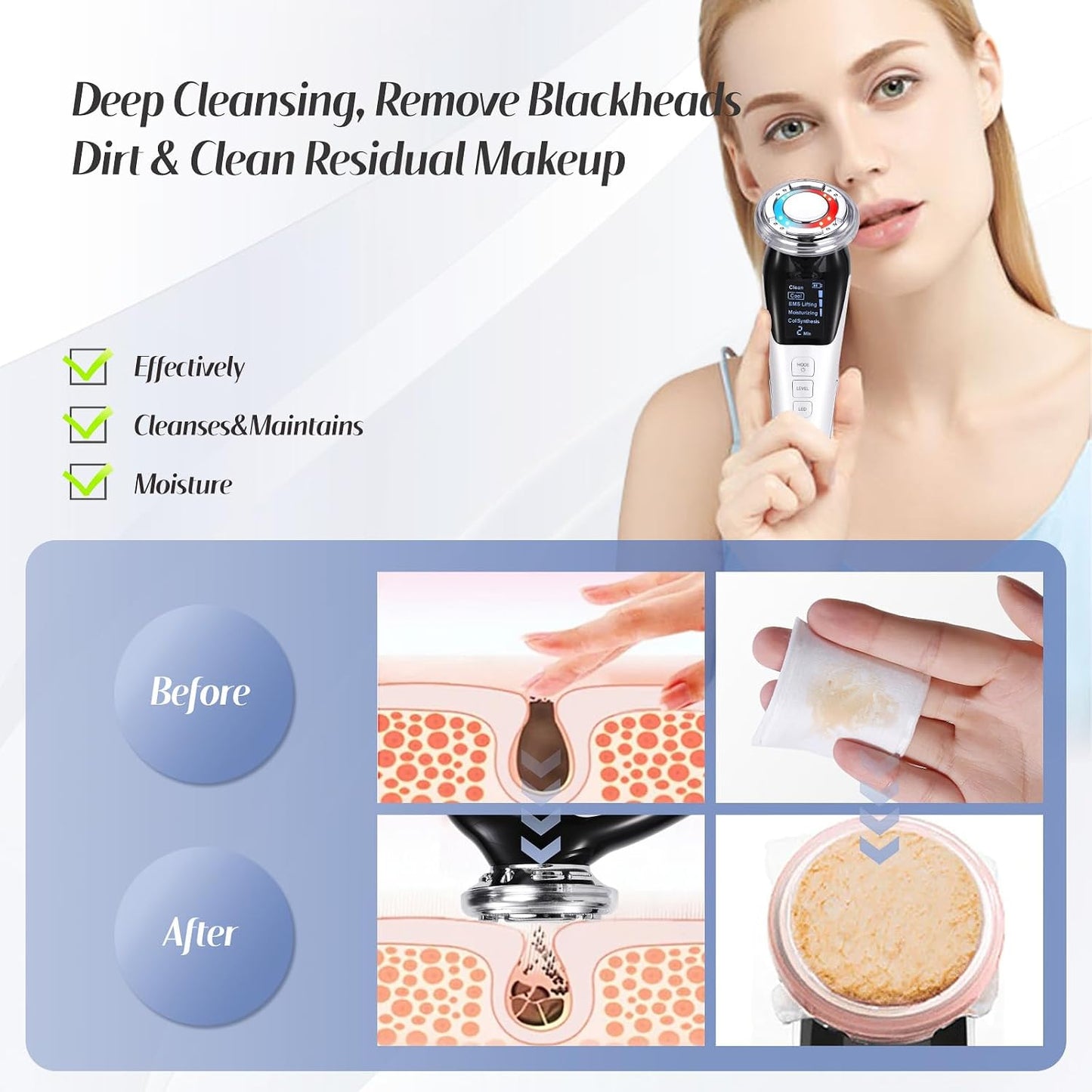 AZRA 5-in-1 EMS Facial Beauty Device with LED, Hot & Cold Therapy
