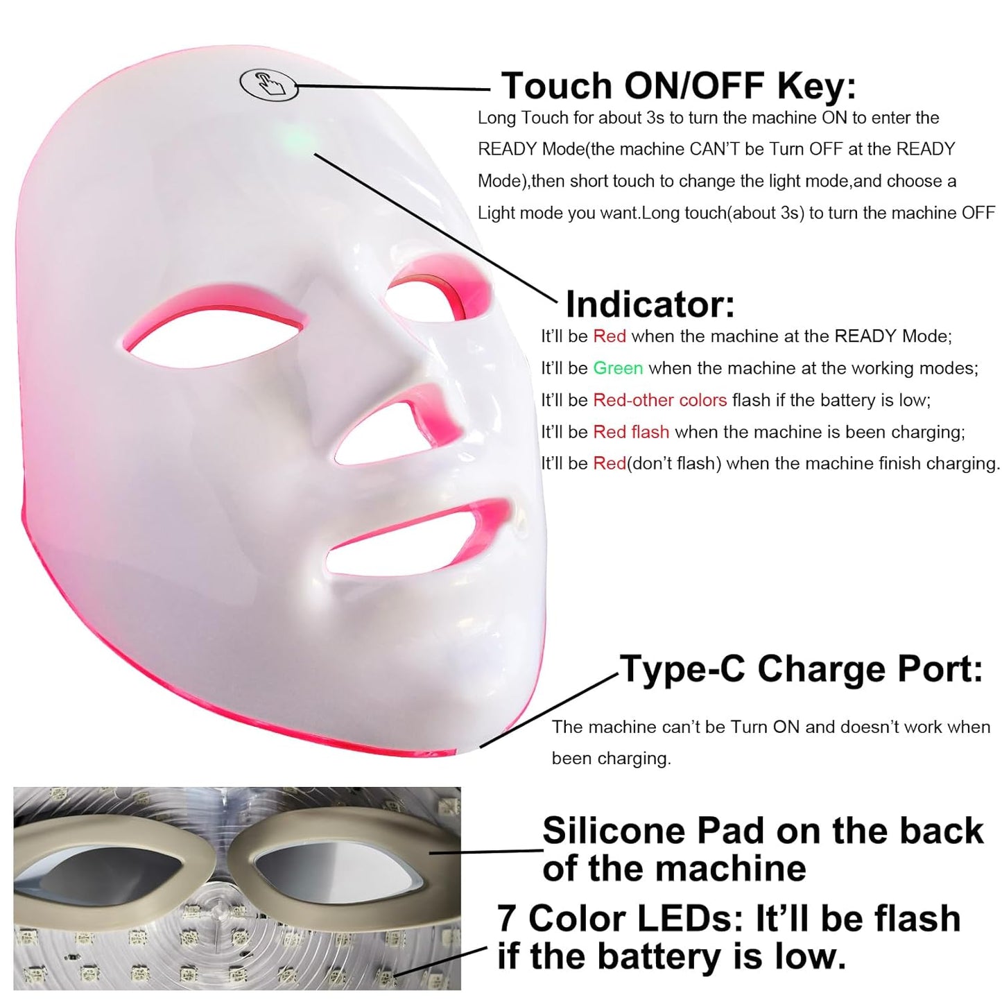 7-Color LED Light Therapy Face Mask | Azra.pk