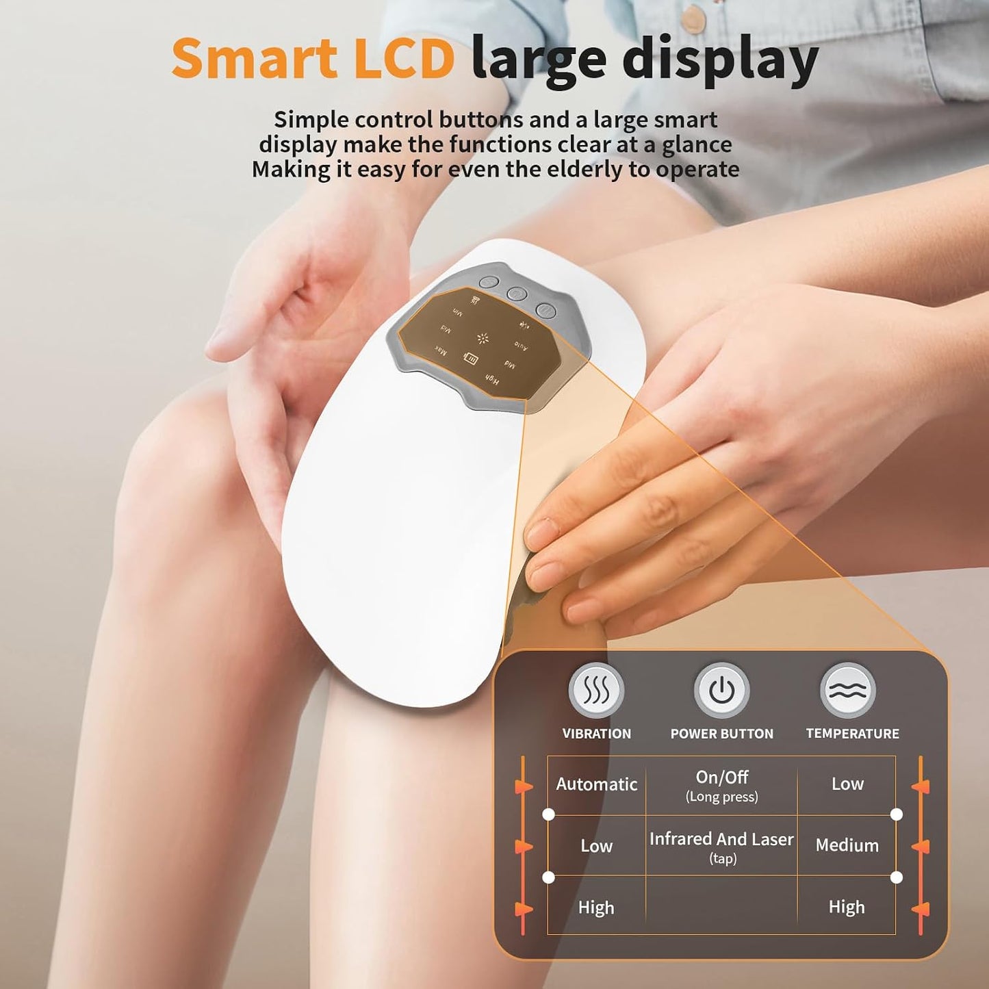 AZRA 3-in-1 Cordless Knee Massager with Heat, Vibration & Red Light