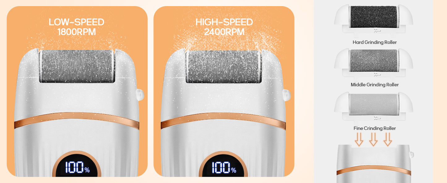 Babyverse Automatic Foot Callus Remover – Rechargeable, Waterproof, 3 Heads