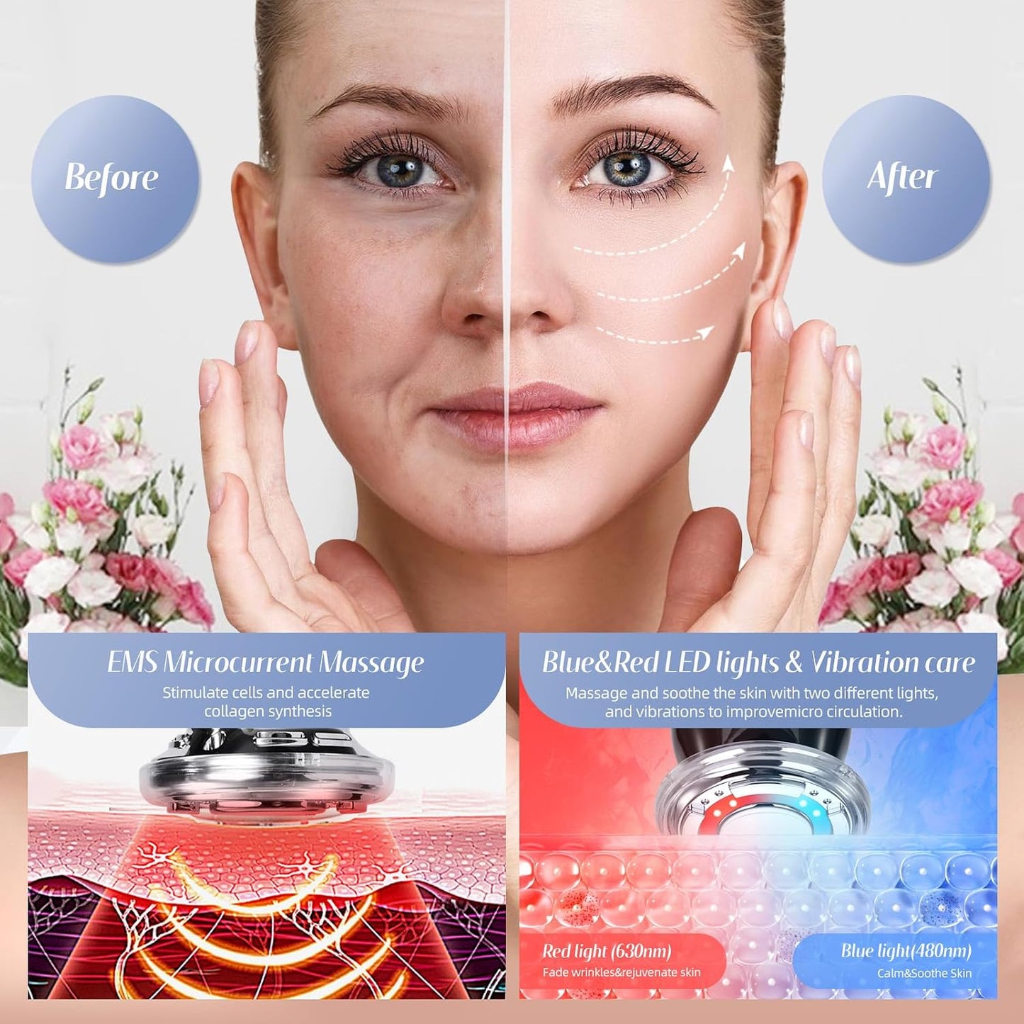 AZRA 5-in-1 EMS Facial Beauty Device with LED, Hot & Cold Therapy