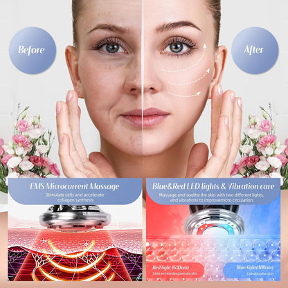 AZRA 5-in-1 EMS Facial Beauty Device with LED, Hot & Cold Therapy