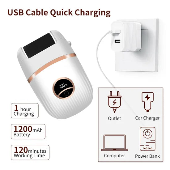 Babyverse Automatic Foot Callus Remover – Rechargeable, Waterproof, 3 Heads