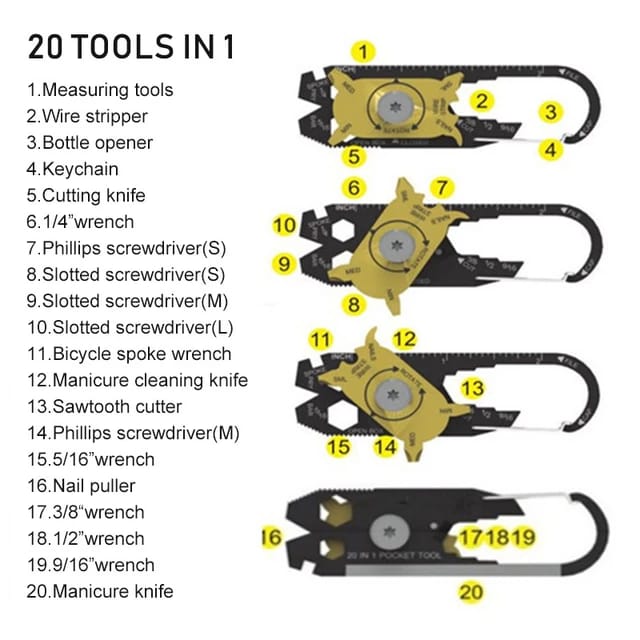 20 in 1 Multi Keychain Tool