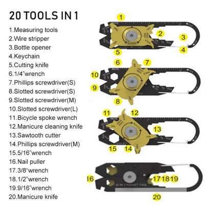 20 in 1 Multi Keychain Tool