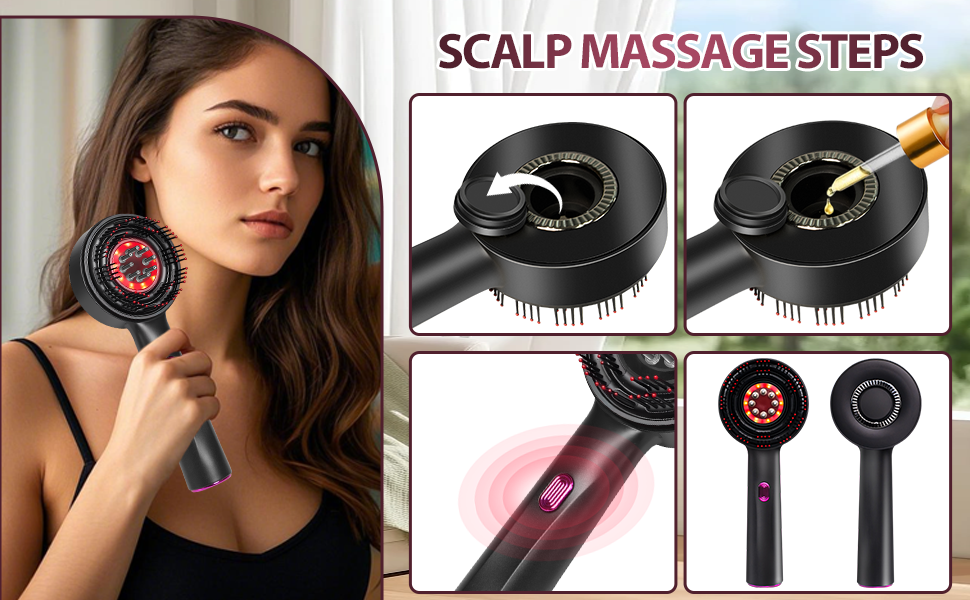 Electric Hair Oil Applicator & Electric Scalp Massager Brush, IPX7 Waterproof Hair Brushes