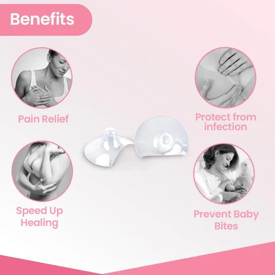 Silicone Breastfeeding Nipple Cover Shields | Protects from Baby Bite, Nipple Wound & Infection Pain